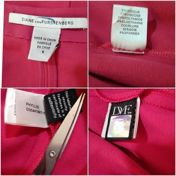 Diane Von Furstenberg Midi Dress Size 6 DVF‎ Flattering Stretch Sheath Pink - Picture 7 of 9